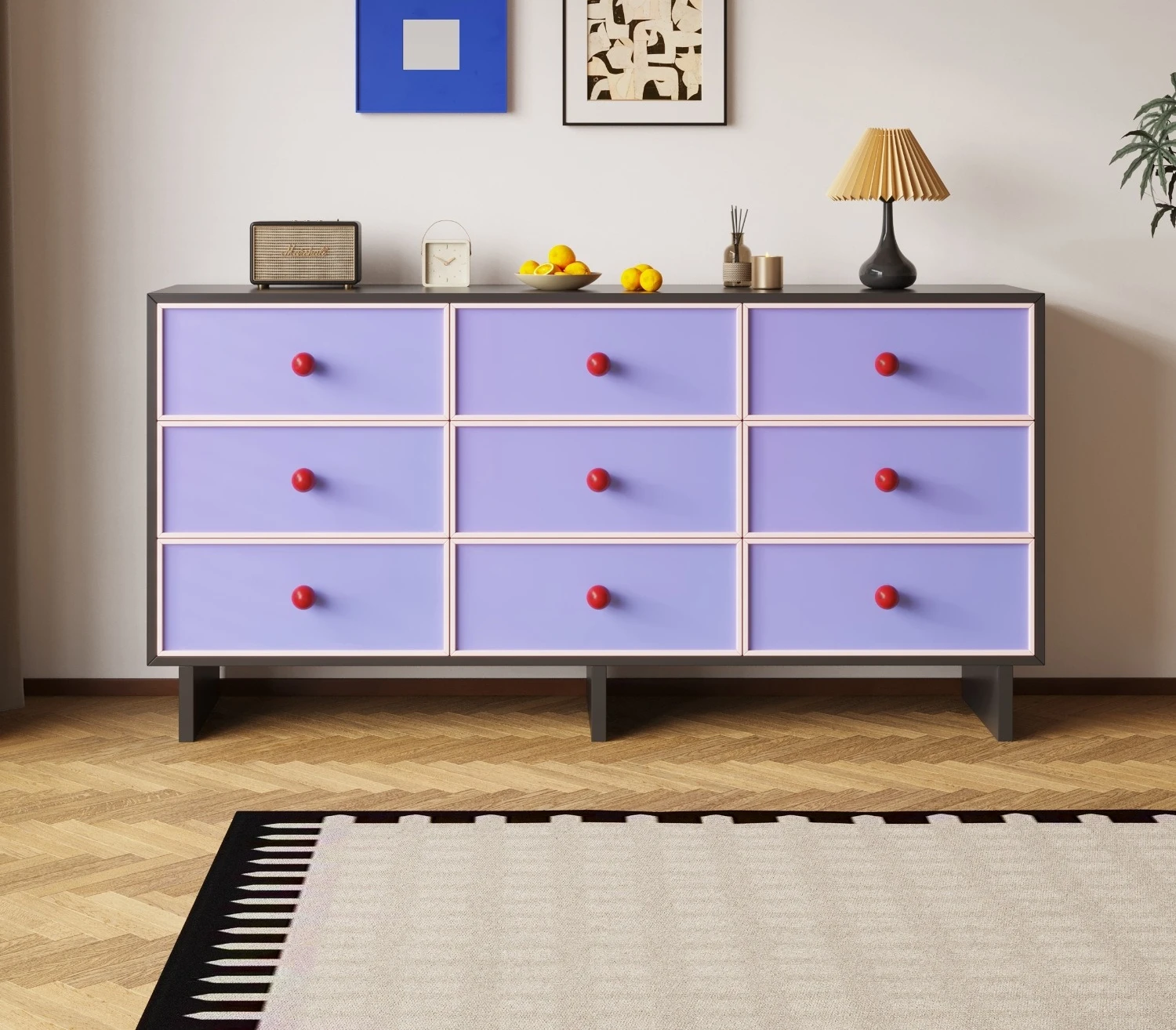 

Solid wood side cabinet, living room porch cabinet, bedroom nine-bucket cabinet drawer