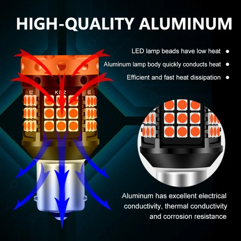 2x P21W PY21W Car LED Bulb Ba15s 1156 Bau15s T20 WY21W W21W 7443 High Power LED Signal Light Canbus No error Auto Reverse Lamp - view 4