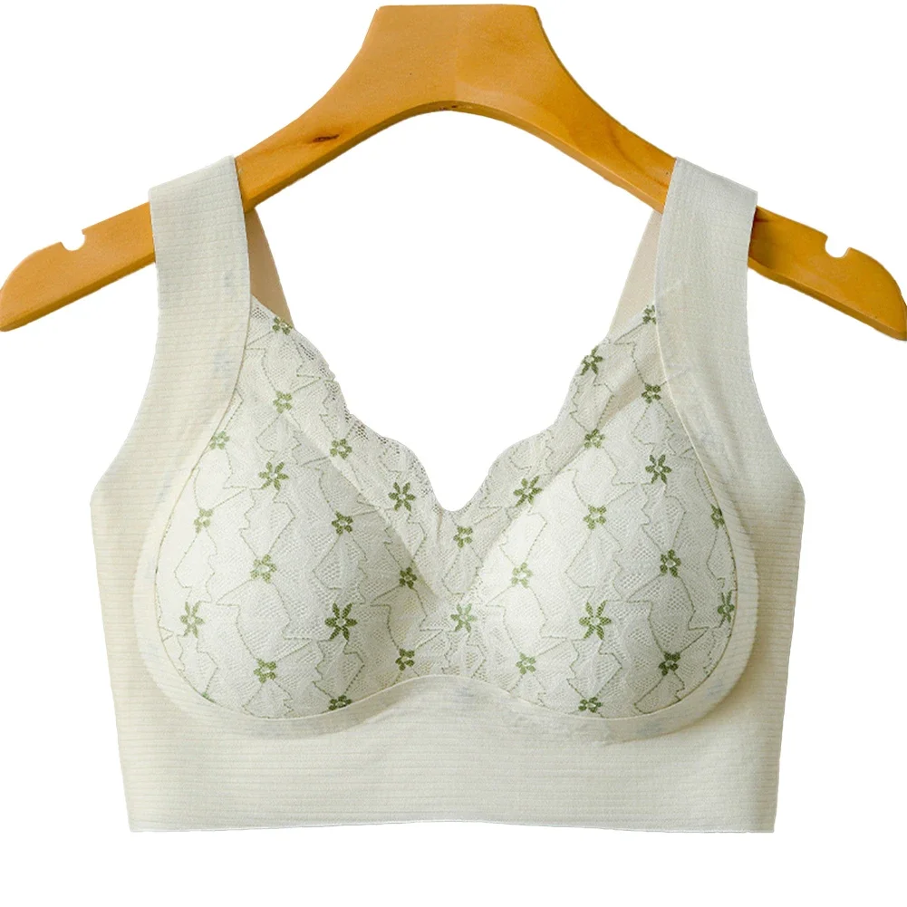 

Comfy Fashion Hot New Stylish Lace Bra Gather Medium Elasticity No Trace Seamless Solid Color Full Cup For Women