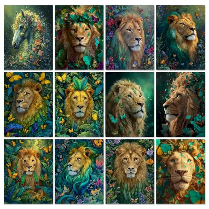 

GATYZTORY Paint By Numbers For Beginner Animals Handpainted Acrylic Paints Drawing By Numbers Lion Number Painting Diy Gift