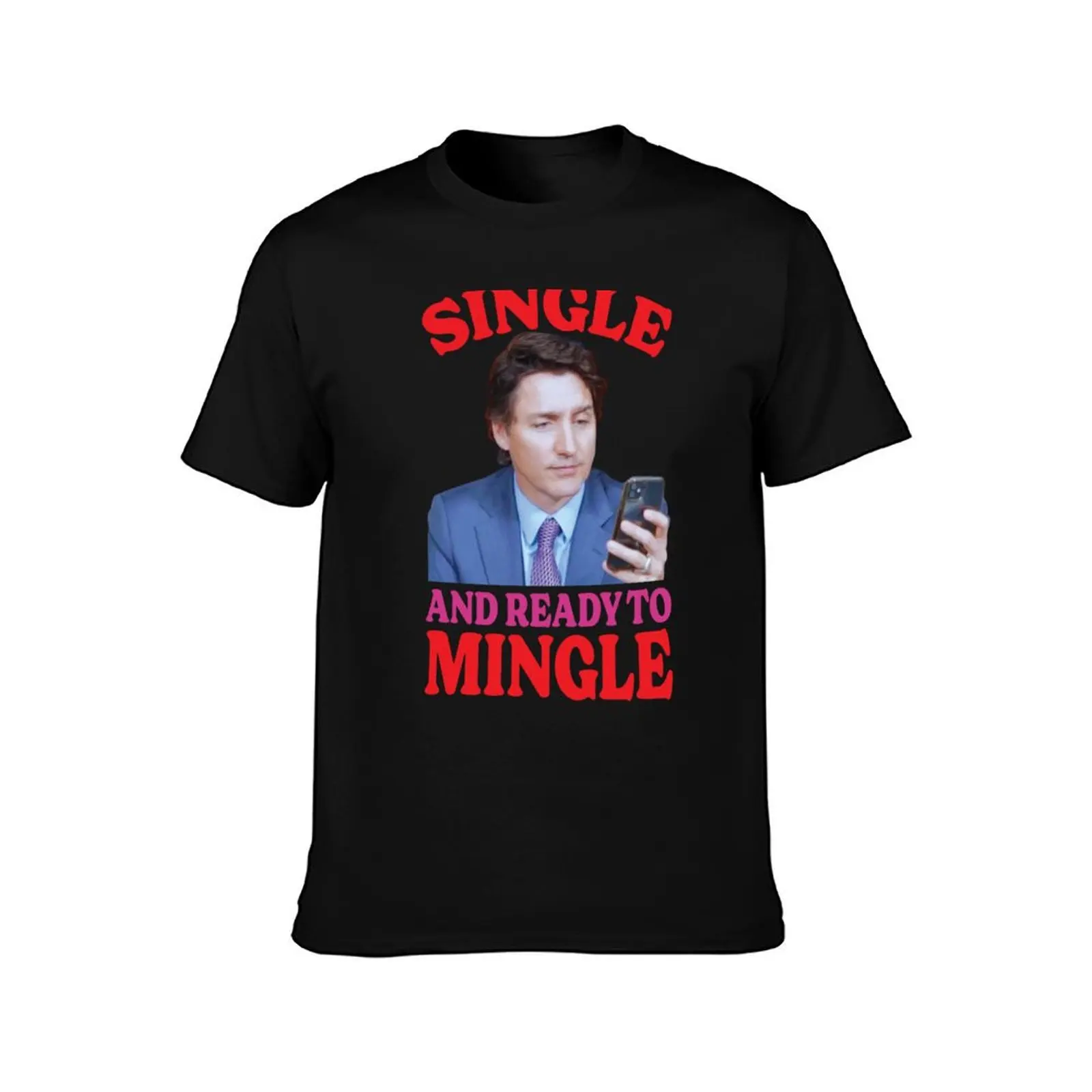 Single and Ready to Mingle (Justin Trudeau) T-Shirt anime tshirt korean fashion blue archive men clothing