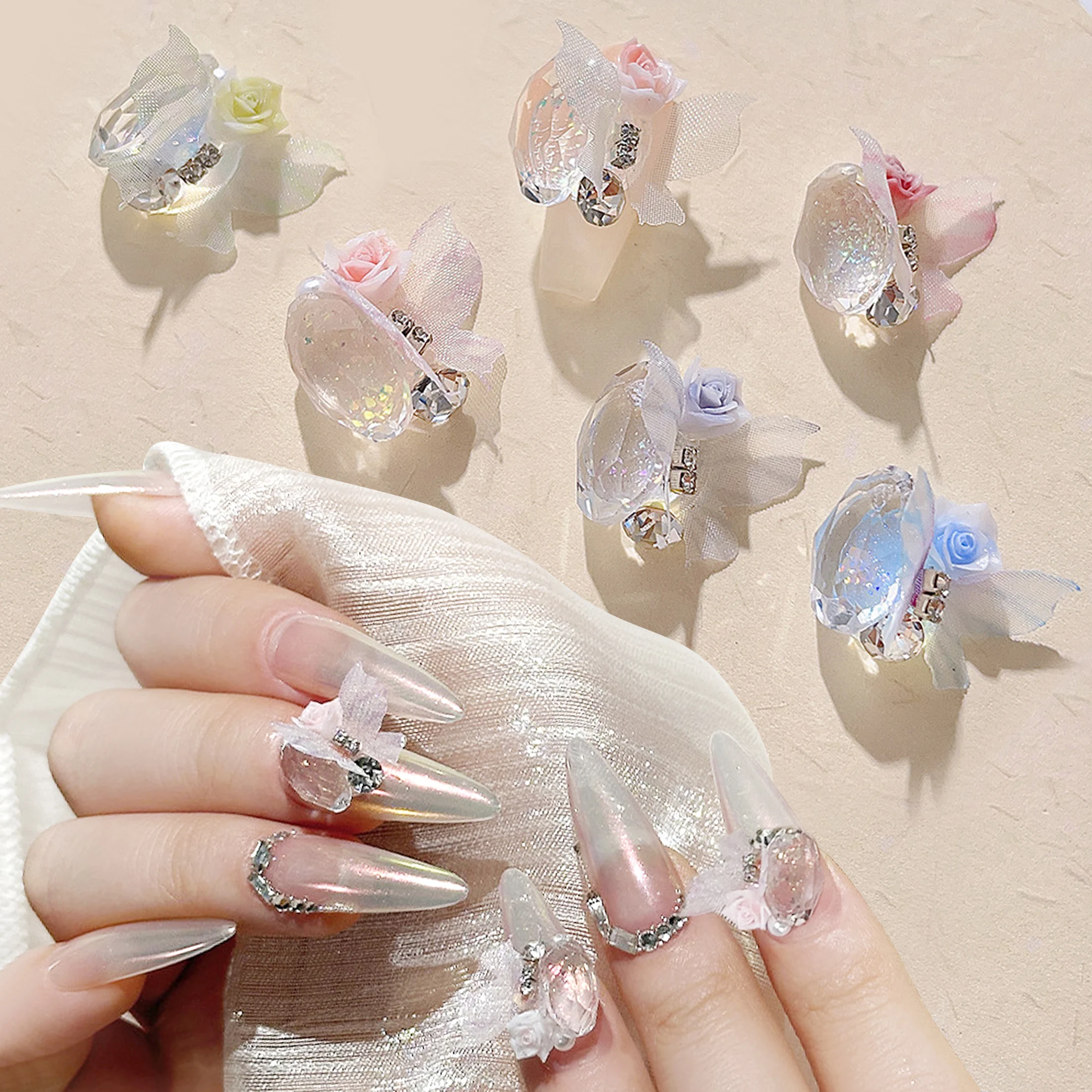 10pcs Nail Art Decoration Diy Tool Accessories Nail Art Cube Drill Jewelry Drill Ice Butterfly Irregular Multi-Faceted