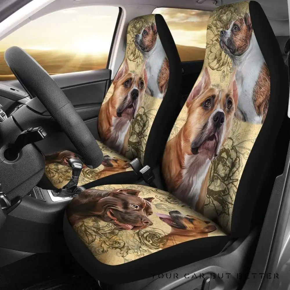 Staffordshire Bull Terrier Car Seat Covers,Pack of 2 Universal Front Seat Protective Cover