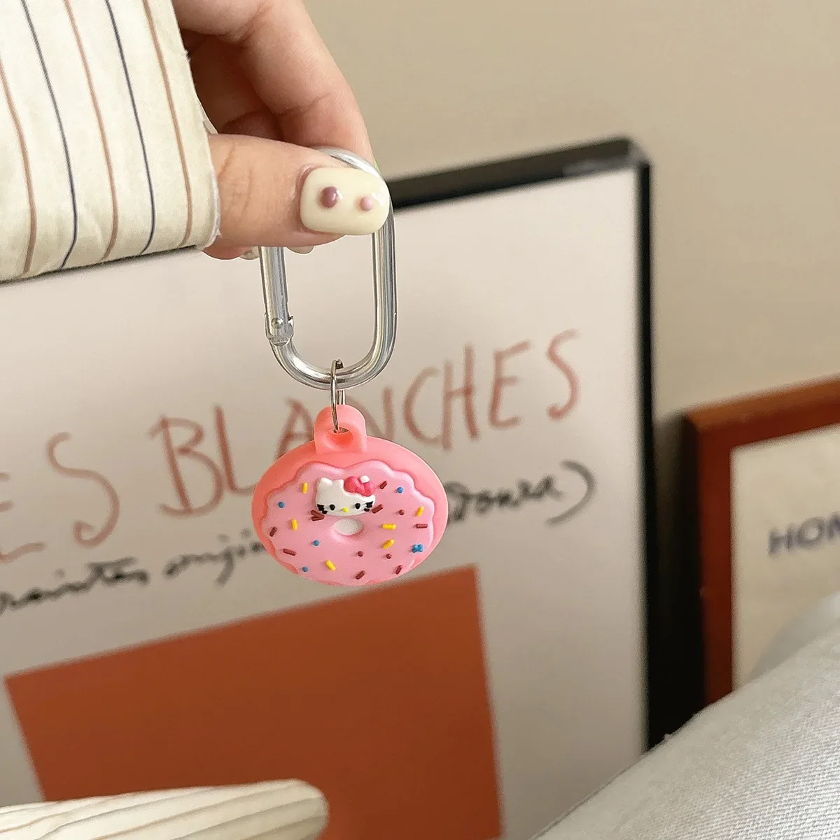 Hello Kitty Pink Doughnut For Apple Airtags Case,3D Cartoon Protective Silicone Anti-lost shell For AirTags Locator Tracker