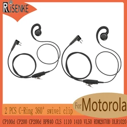 RISENKE Earpiece Headset for Motorola Walkie Talkie CP100d,CP200,CP200d,BPR40,CLS1110,CLS1410,VL50,RDM2070D,DLR1020,DLR1060,2Pcs
