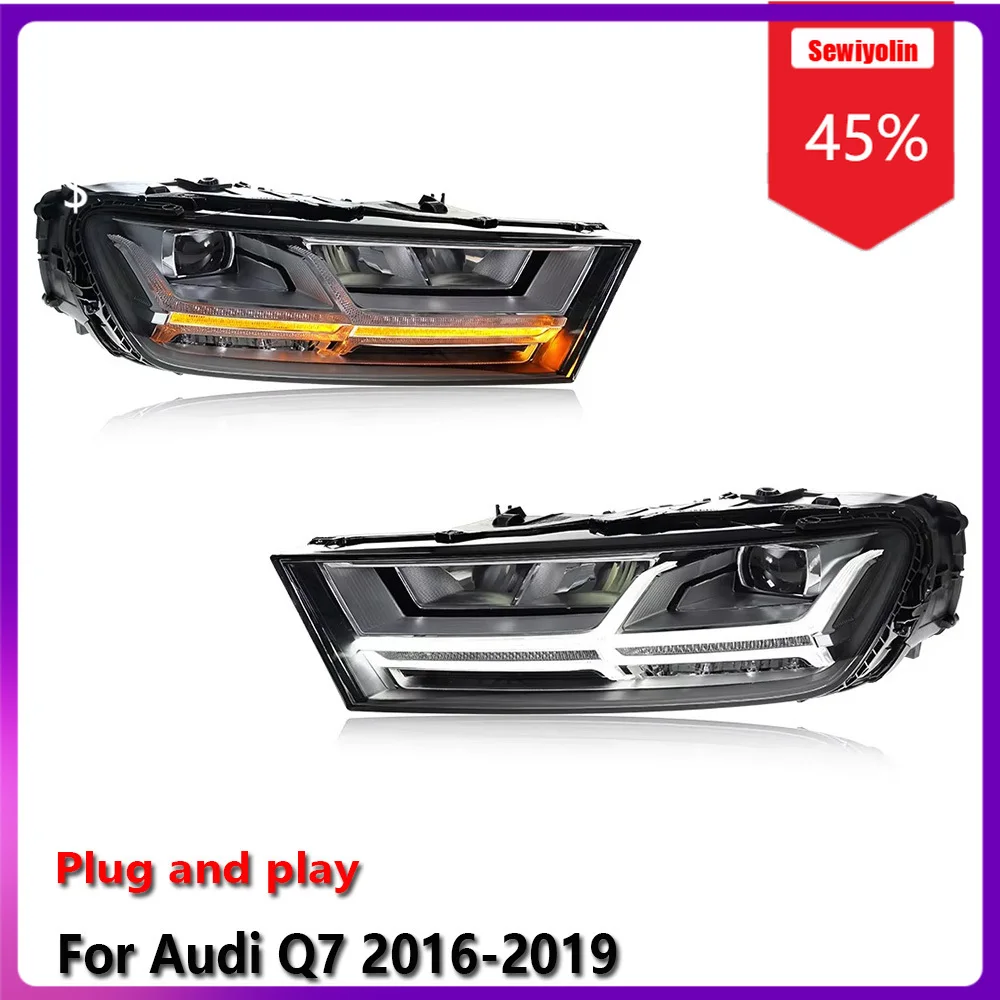 

Автомобильные светодиодные лампы Sewiyolin в сборе для Audi Q7 2016-2019, противотуманные фары DRL, стоп-сигналы поворота, Plug and Play