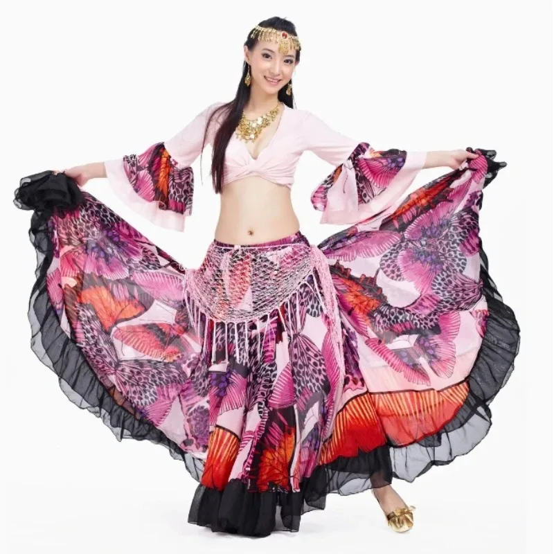 Jupe gitane imprimée de fleurs, vêtements tribaux de danse du ventre, Costume de danse du ventre, vêtements de Flamenco, spectacle sur scène espagnol, egypte