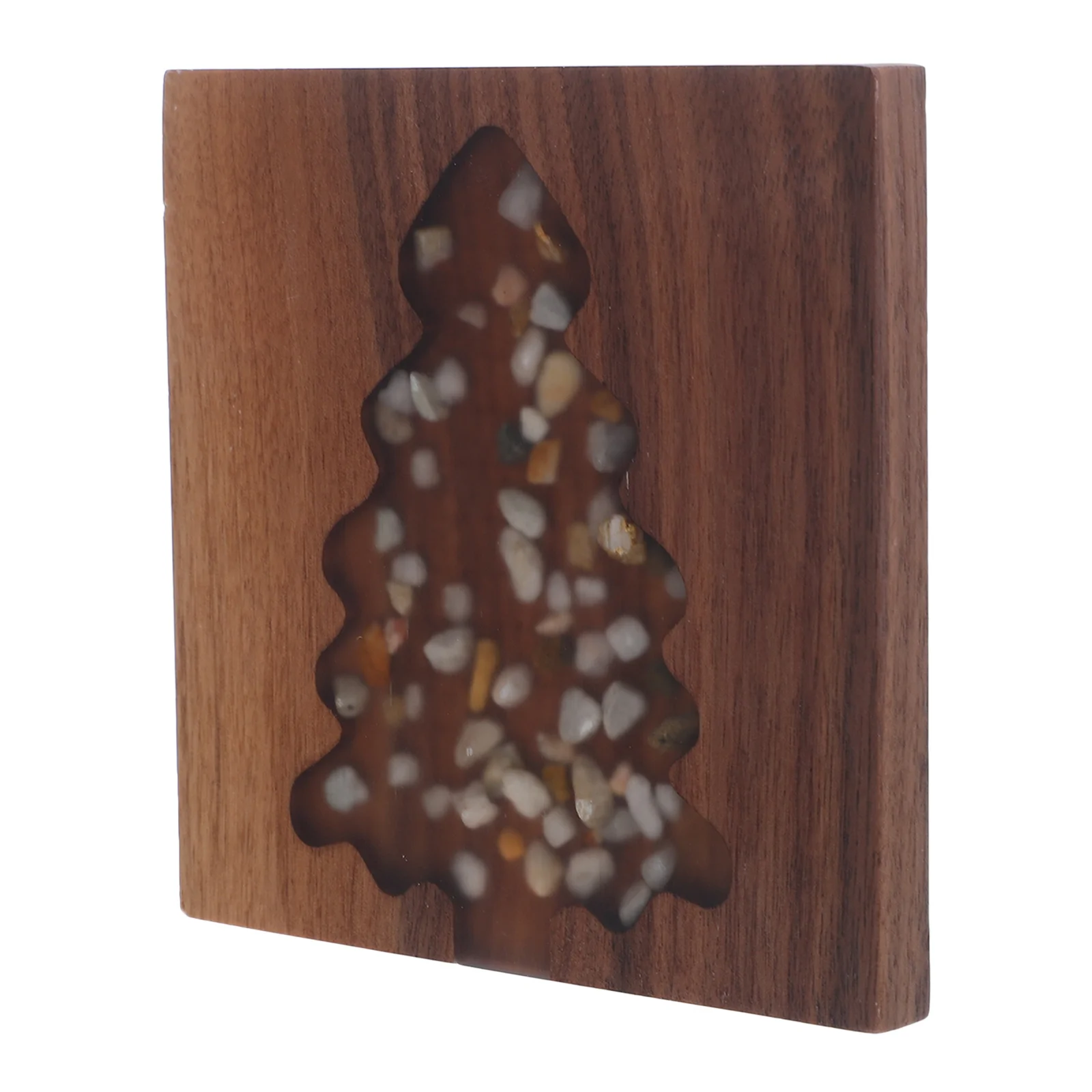 

Christmas Tree Wood Square Coasters Heat Resistant Insulated Cup Mats for Holiday Table Decor Christmas Wood Square Coasters