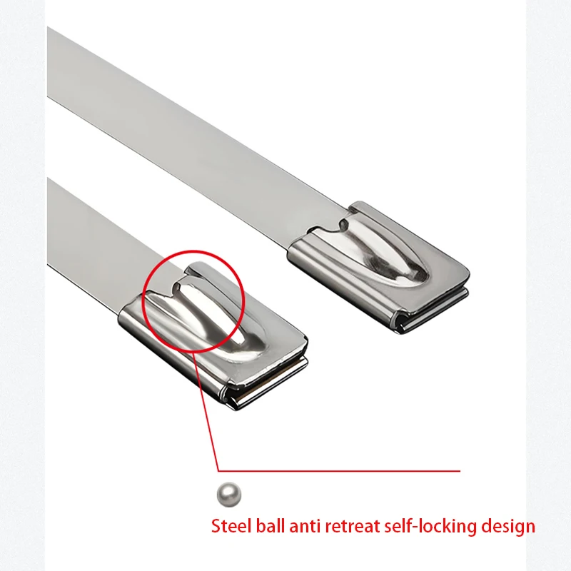 100pcs Self-Locking Stainless Steel Cable Ties Heavy Duty Heat Proof Reusable Organizer Multifunction Zip Tie Fastener