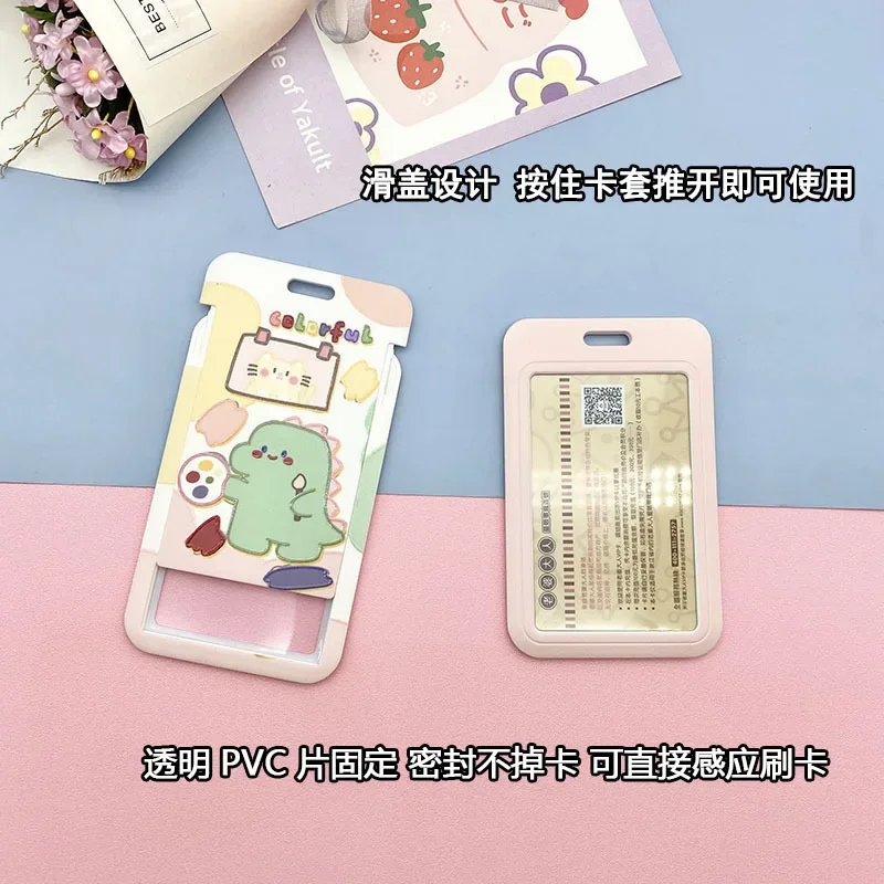 1pc Cartoon Vertical Type Pass Work Card Cover Case Identification Name Badge Holder Keychain Work Bus Pass Card Badge Lanyard