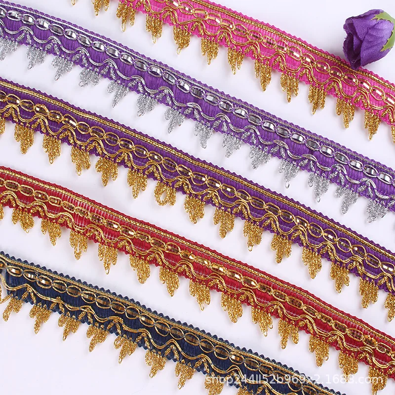 5Yard Gold  Lace Trim Ribbon Curve Lace Fabric Sewing Triangle Braided Lace Wedding Craft DIY Clothes Accessories Decoration