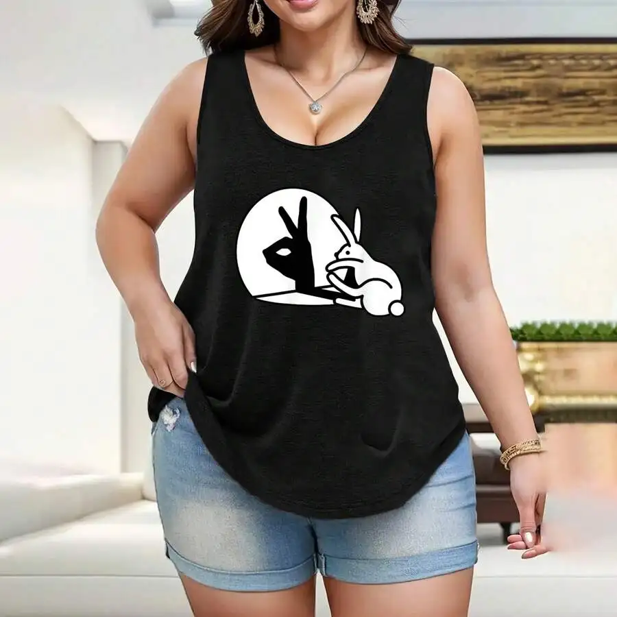 

Plus Size Women Sleeveless Tank Top Soft Breathable Stretch Fabric Loose Fit Casual Basic Top