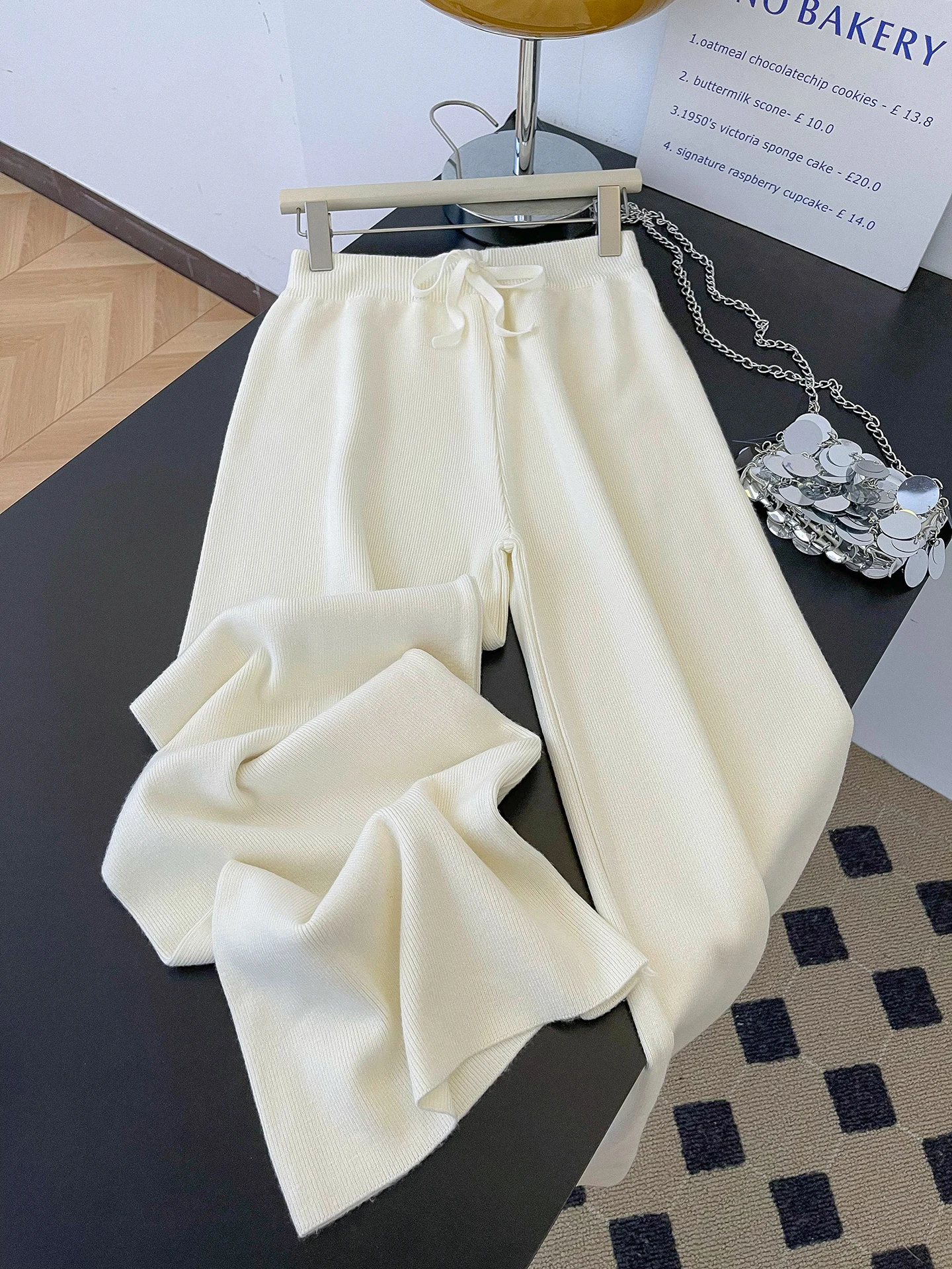 

Женские трикотажные брюки с высокой талией, прямые, осенне-зимние, облегающие, длинные, в пол, струящиеся, комфортные, повседневные