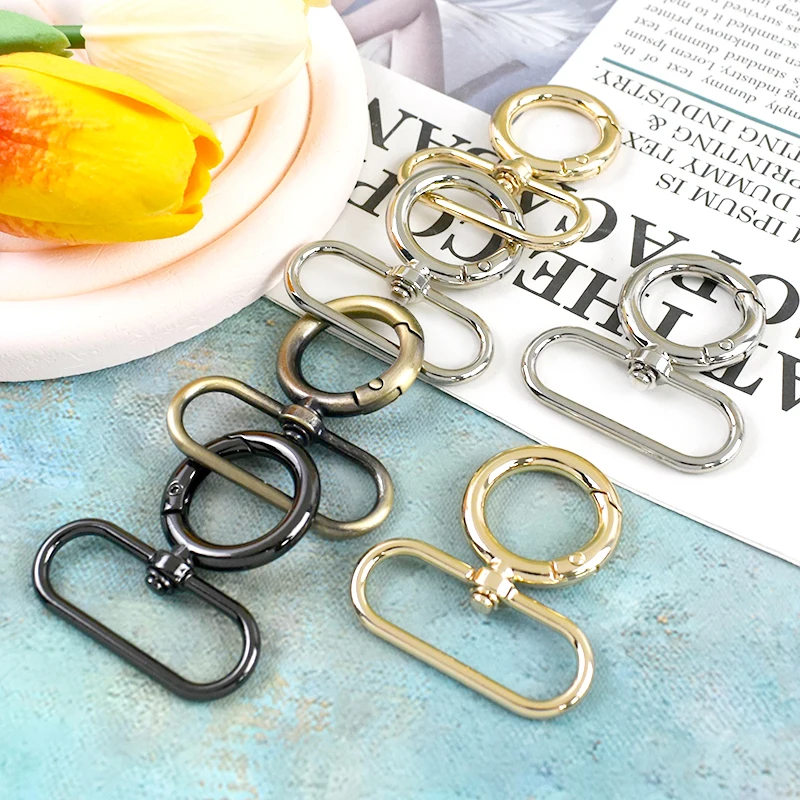 

5/10Pcs 20-38mm Metal Bag Strap Buckles Spring O Ring Snap Hooks Connector Buckle Keychain Carabiner Clips Hardware Accessories