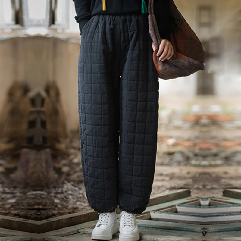 Vrouwen Baggy Cargo Etnische Vintage Elastische Hoge Taille Losse Lange Katoenen Lijn Oversize Broek Wijde Pijpen Kleding Grote Maat