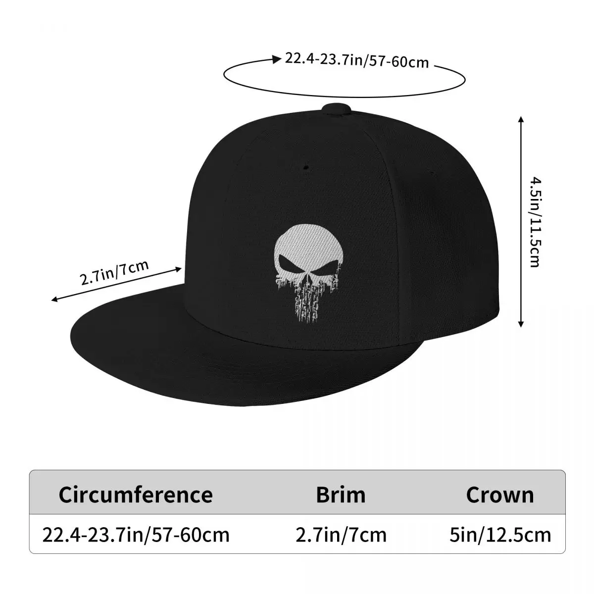 Marvellous Punish Man Skull Made Of Guns Baseball Caps Snapback Cap Hip Hop Comfortable Trendy