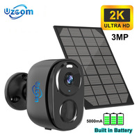 Uzoom Outdoor Solar CCTV Security Camera 3MP Battery-Powered with Full Color Night Vision WiFi Surveillance for Home Protection