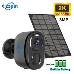 Cámara Solar CCTV de seguridad, cámara con batería de 3MP con visión nocturna a todo Color, cámara de vigilancia wifi para exteriores, protección de seguridad