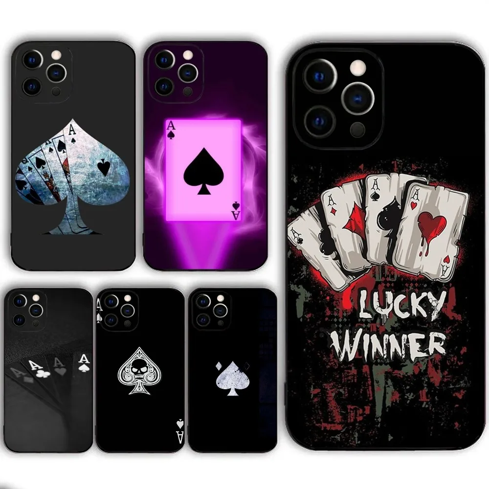 Poker Ace of Spades Phone Case  For IPHONE 15,13,14,12,Mini ,11, Xr, X ,Xs Pro Max 8, 7 Plus Back Cover