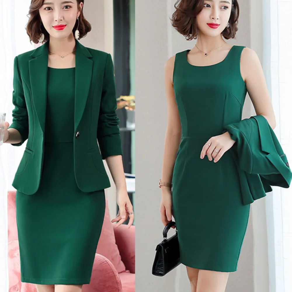 

Elegant Blazer Dress Suits Women Business Work Uniform Office Lady Professional Two Piece Set Suit Dress Female Fashion New