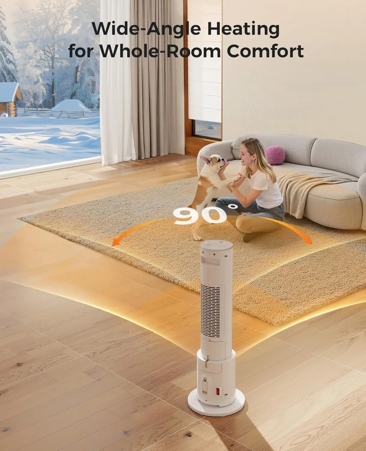 سخان مساحة محمول مع مرطب، وجهاز تحكم عن بعد، و3 أوضاع للحرارة، ومؤقت وميزات أمان