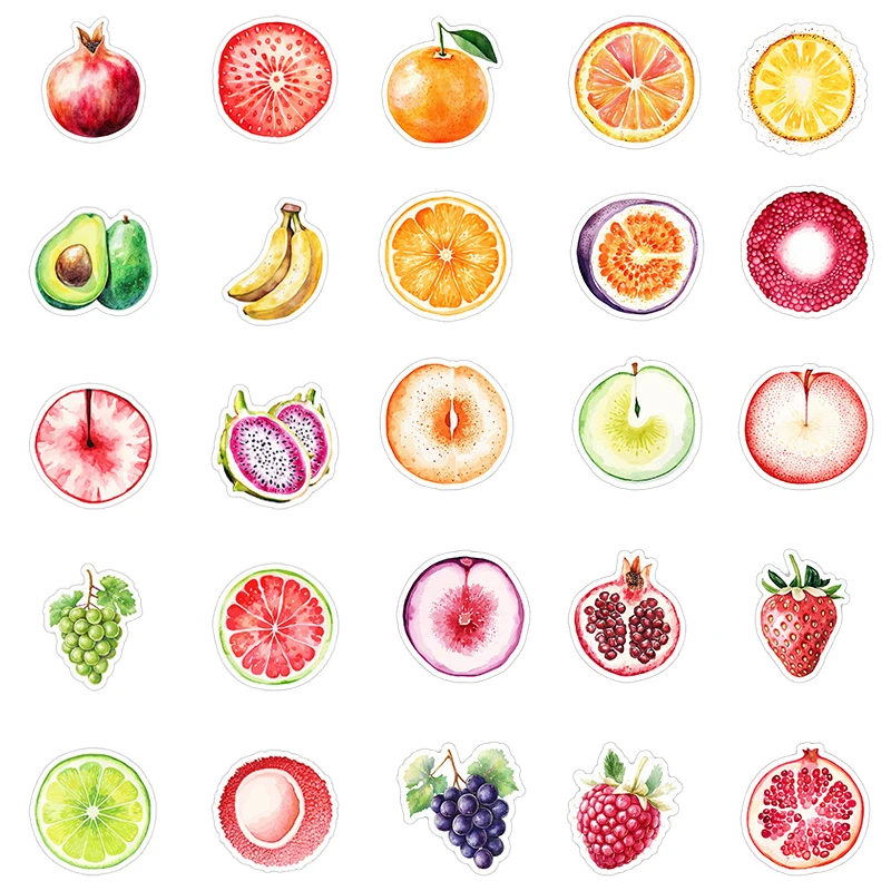 50 قطعة ملصقات الكتابة على الجدران الفاكهة المختلطة الديكور المحمول طبق الفاكهة صندوق أدوات مكتب زجاجة ماء الأمتعة لعبة الشارات ذاتية اللصق #3