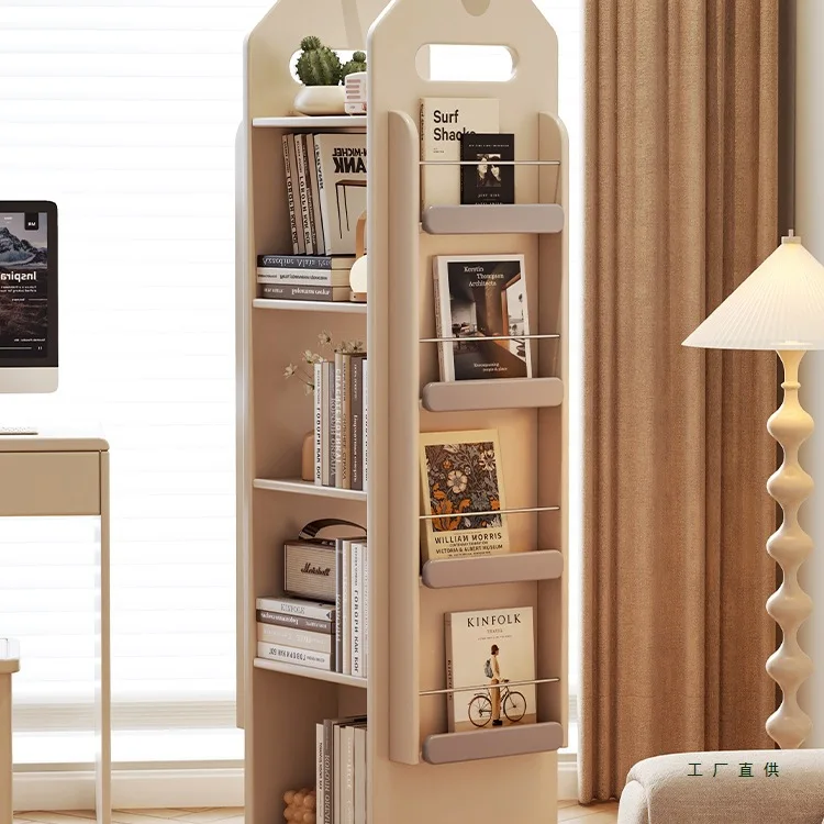 Rotating bookshelf shelf Solid wood small floor rack Multi-layer small bookcase Household children's picture book Storage
