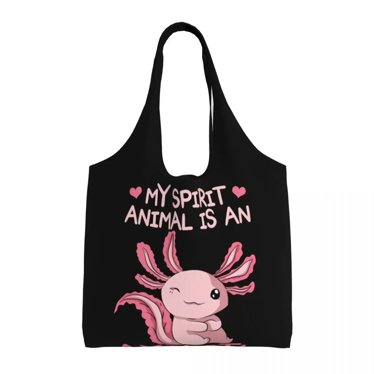 My Spirit Animal Is Axolotl 식료품 토트 쇼핑백, 도롱뇽 동물 캔버스 쇼퍼 숄더백, 대용량 핸드백