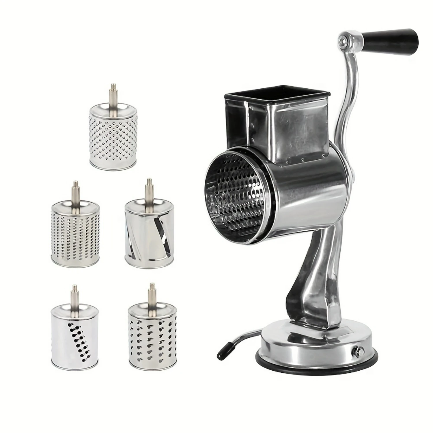 Efficient, Convenient and Durable Stainless Steel Multifunctional Rotary Cheese Grater Hand Drum Slicer Crank Vegetable Chopper