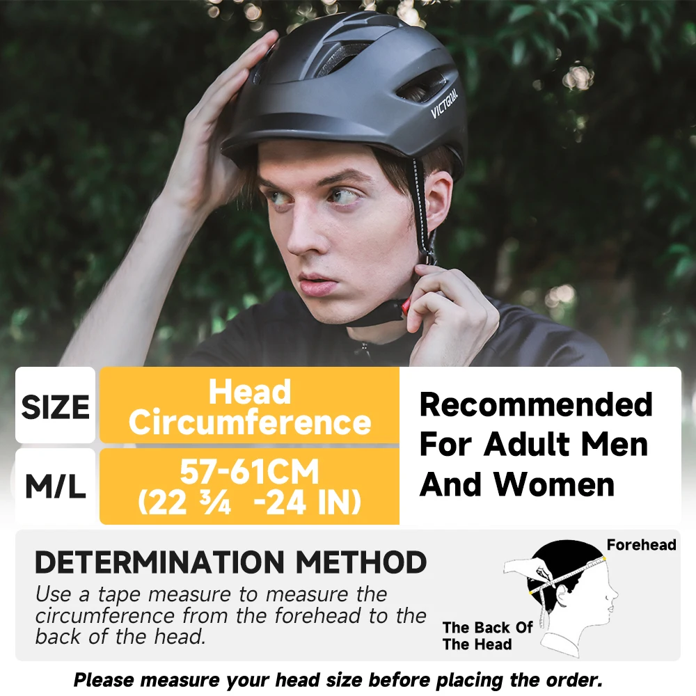 خوذة دراجة VICTGOAL مع ضوء خلفي، خوذة دراجة MTB للطرق الحضرية للرجال والنساء، ملحقات ركوب الدراجات الآمنة في المدينة