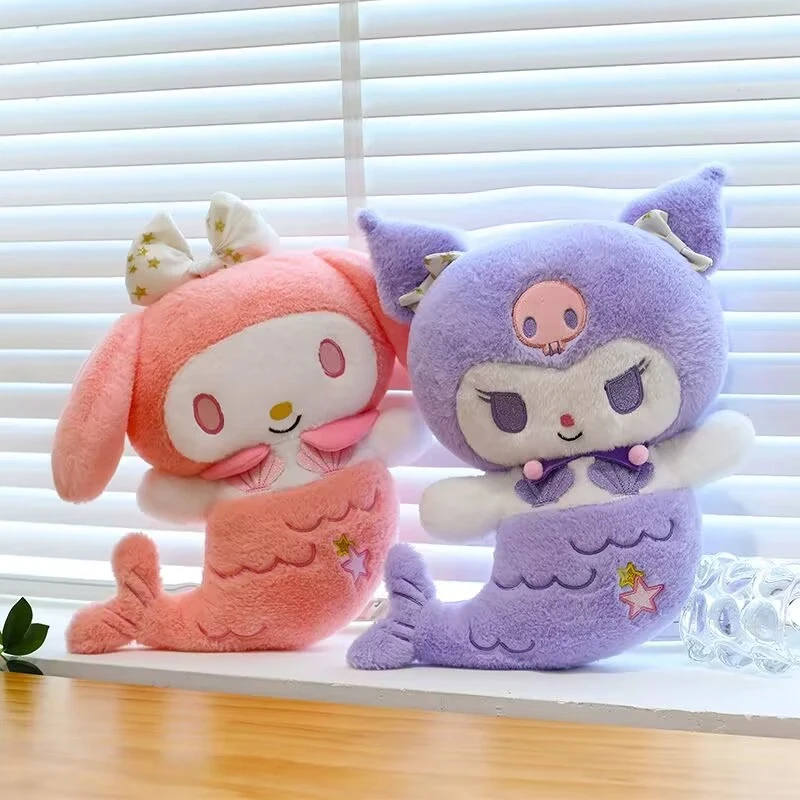 

New 40cm Sanrio Cartoon Mermaid Kuromi Melody Plush Stuffed Toy Girl Birthday Room Christmas Decoration Ornament Exquisite Gift