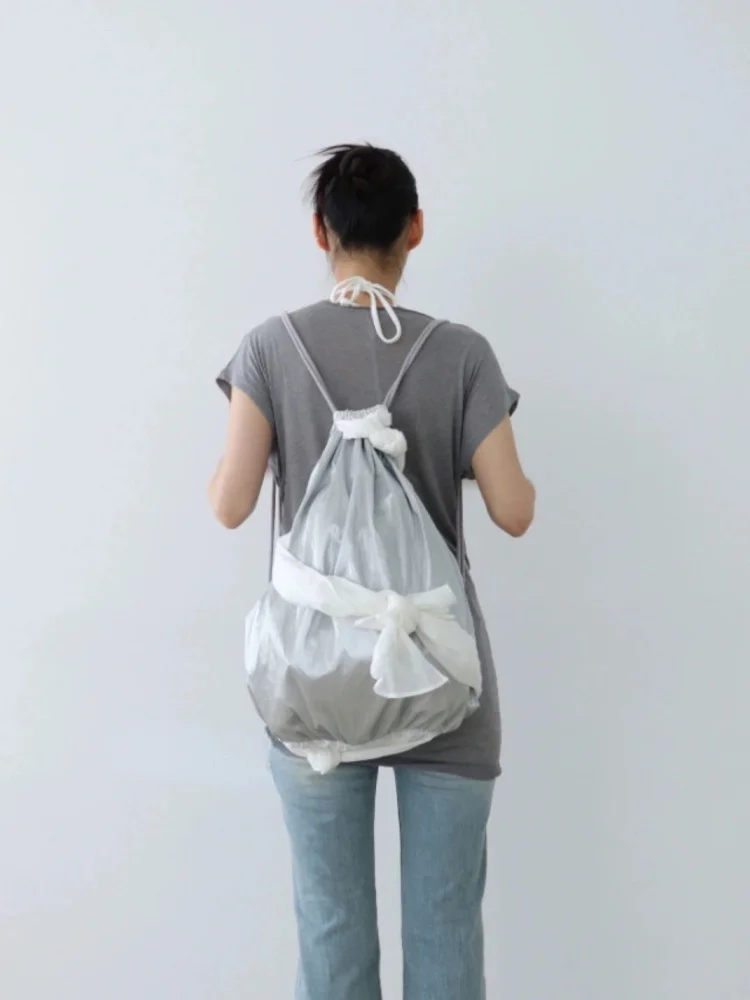 Bandage Pleated Knot Bags Fashion Drawstring Backpack Trendy Y2k Aesthetic Schoolbag Girl Sports Shoulder Bags