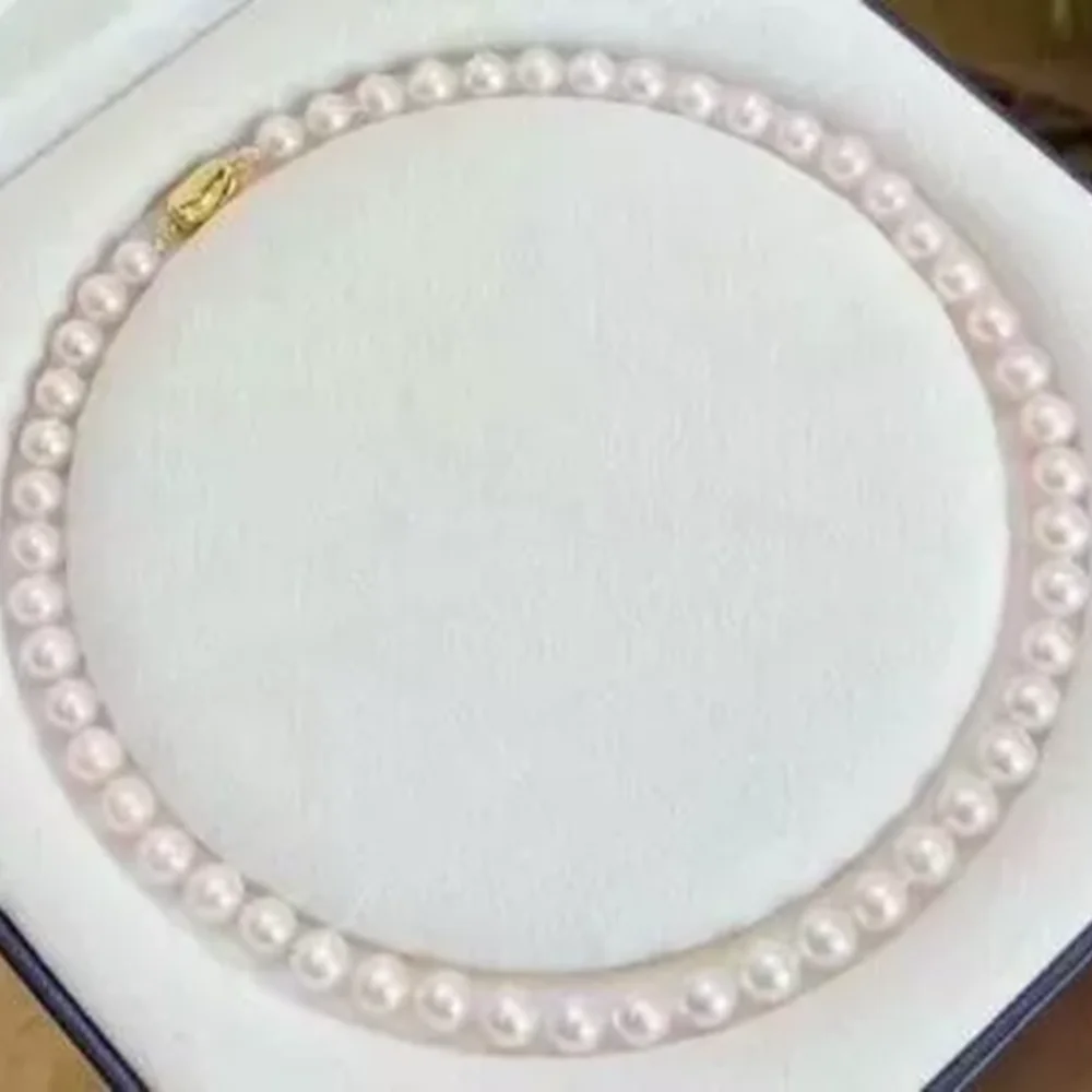 

Simplified AAAA 8-9mm Japanese Akoya White Round Pearl Necklace 925S 16/36inch