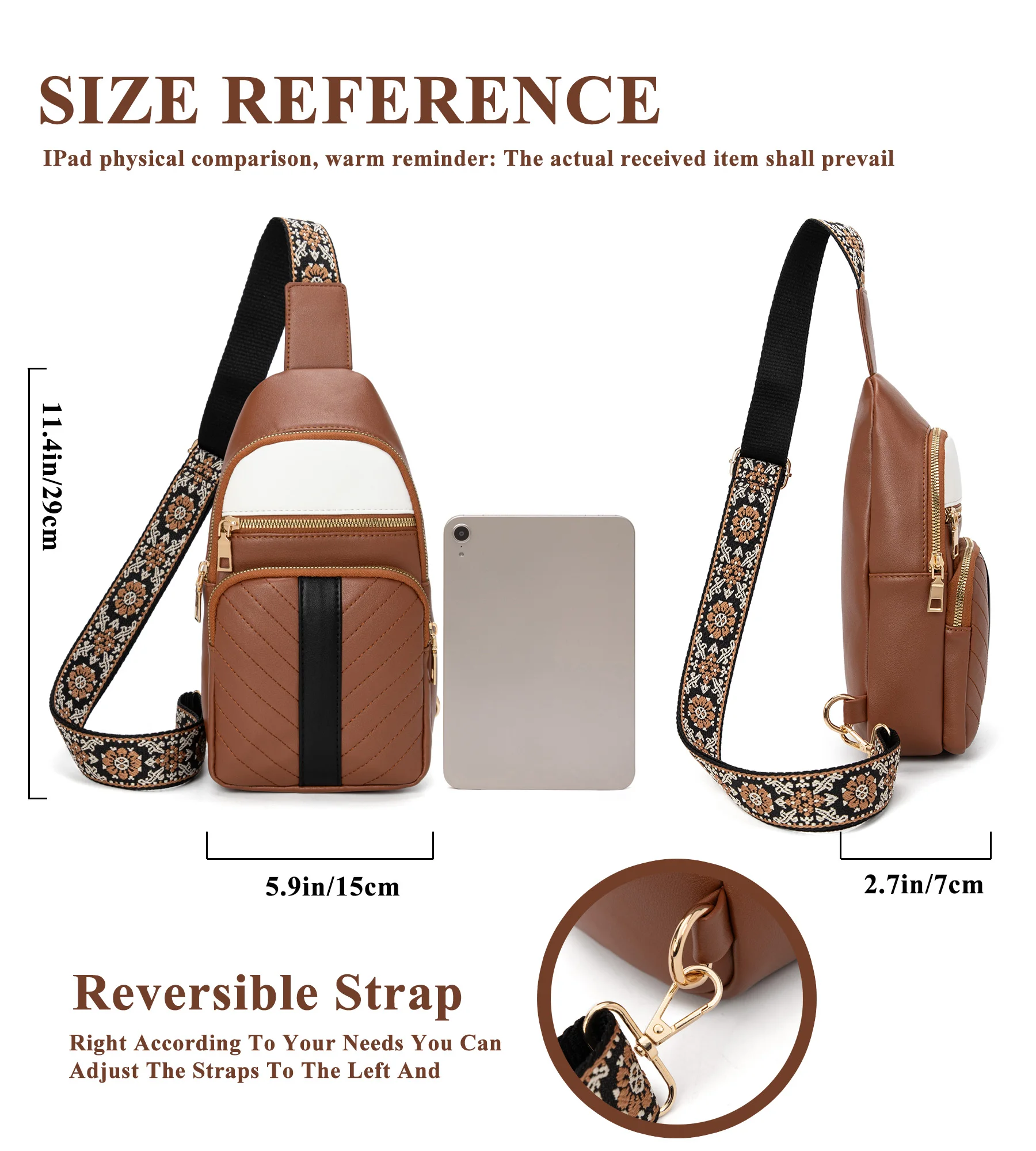 Boho Color Block Chest Bag, Bohemian Style Women Fanny Pack for Outdoor Travel Daily Casual Wear