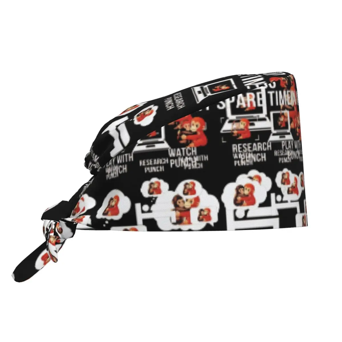 Nursing Hats Team Punch Funny Monkey Working Caps For Men Women Trendy Tie Back Scrub Caps Soft Comfy Medical Hat