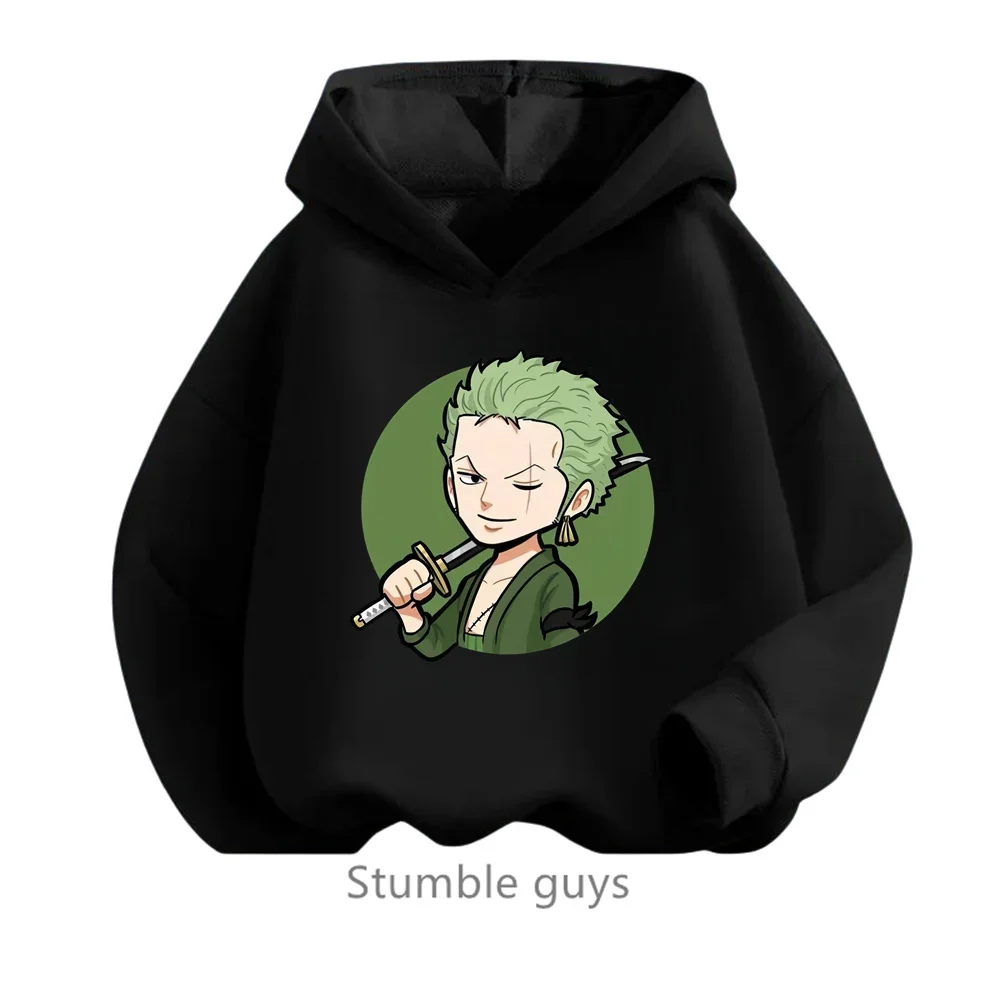 Anime One Pieces Hoodie Kids Clothes Boys Spring Autumn Girls Clothing Cartoon Luffy Zoro Sweatshirt Suit Teen Hooded Sonic Tops