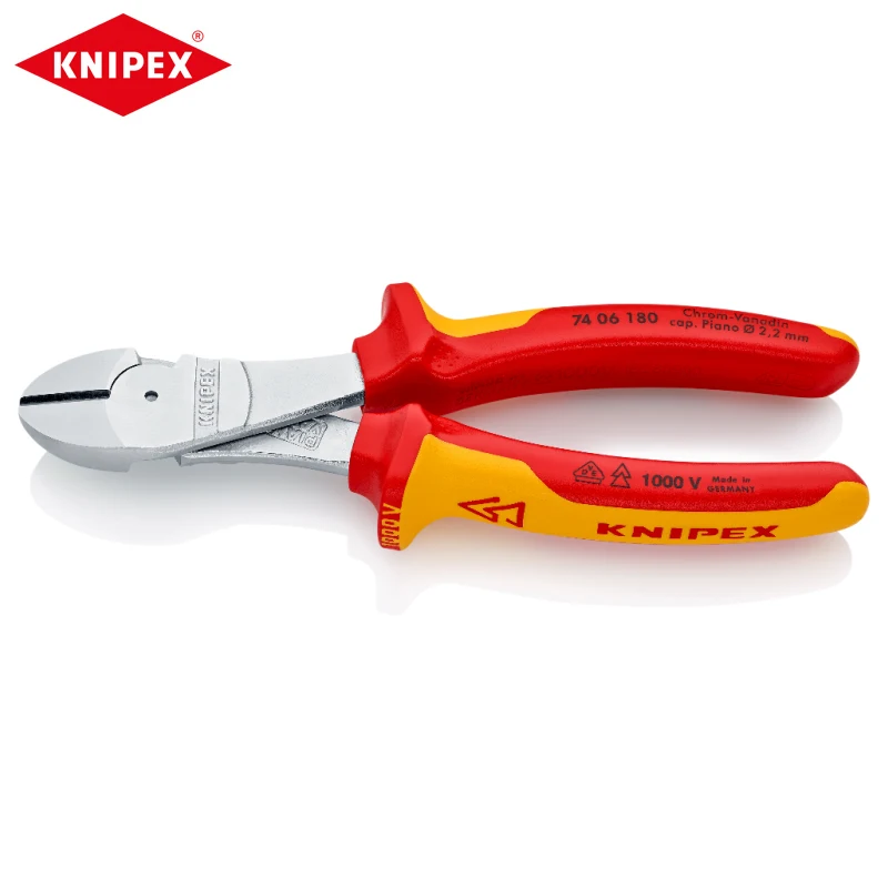 

KNIPEX 74 06 180 High Leverage Diagonal Cutter 1000V VDE Insulated Chrome-plated