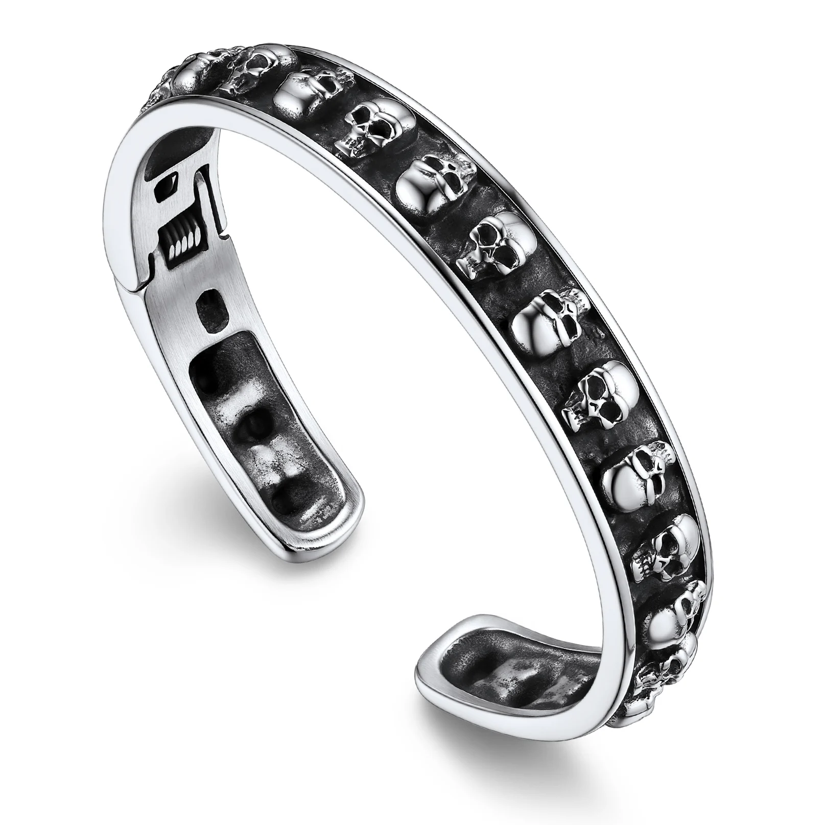 U7 Stainless Steel Twisted Cable Open Bangle Cuff for Men