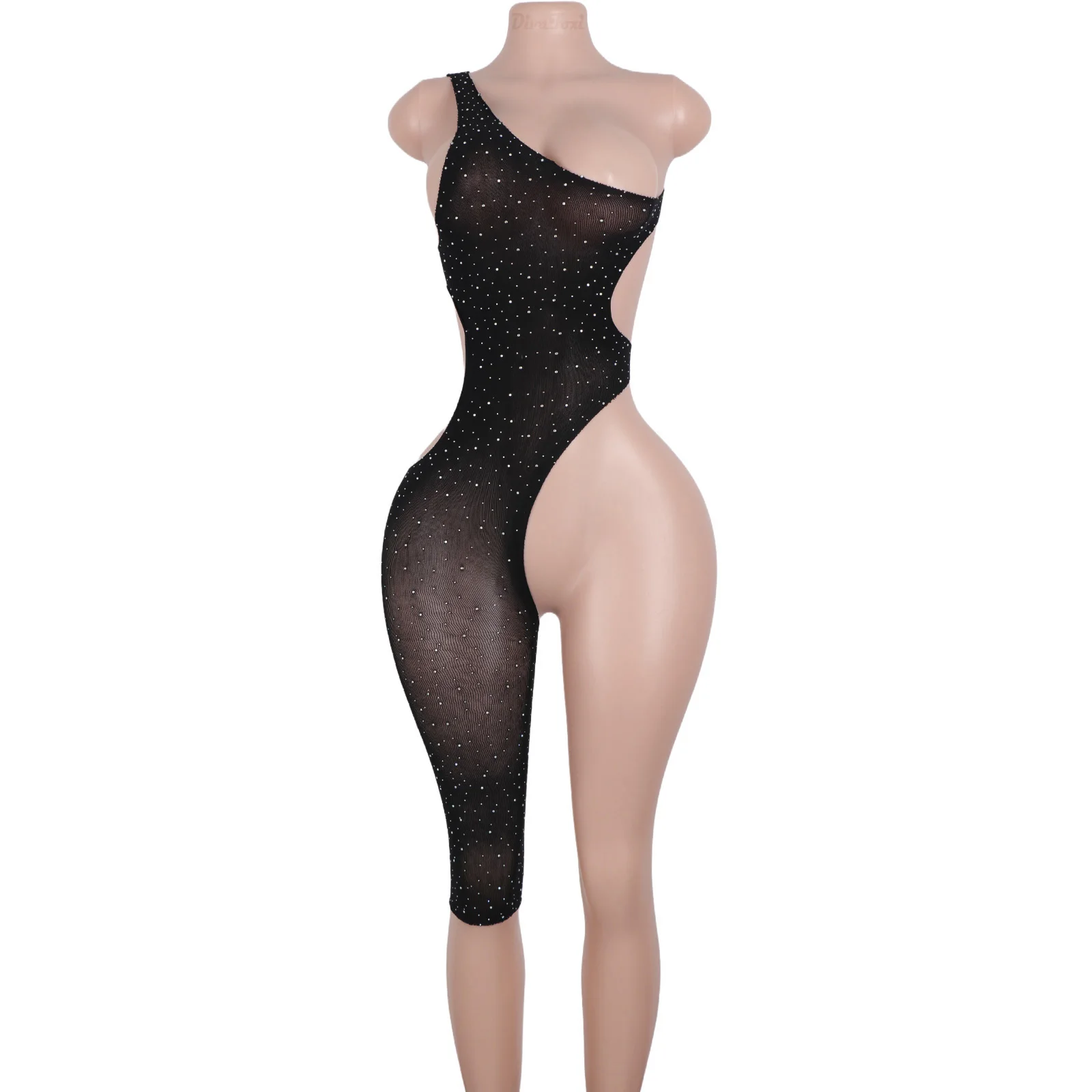 Women's  Dancewear Night Club Cutout Mesh Shorts With Sheer Net and Hot Sale Garter Leg Wraps for Wholesale Exotic Performance view 2