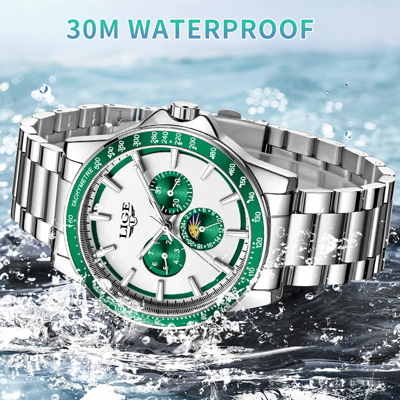 LIGE 2025 New Mechanical Pendulum Hammer Design Watch Men Fashion Stainless Steel Waterproof Luminous Men's Quartz Wristwatches