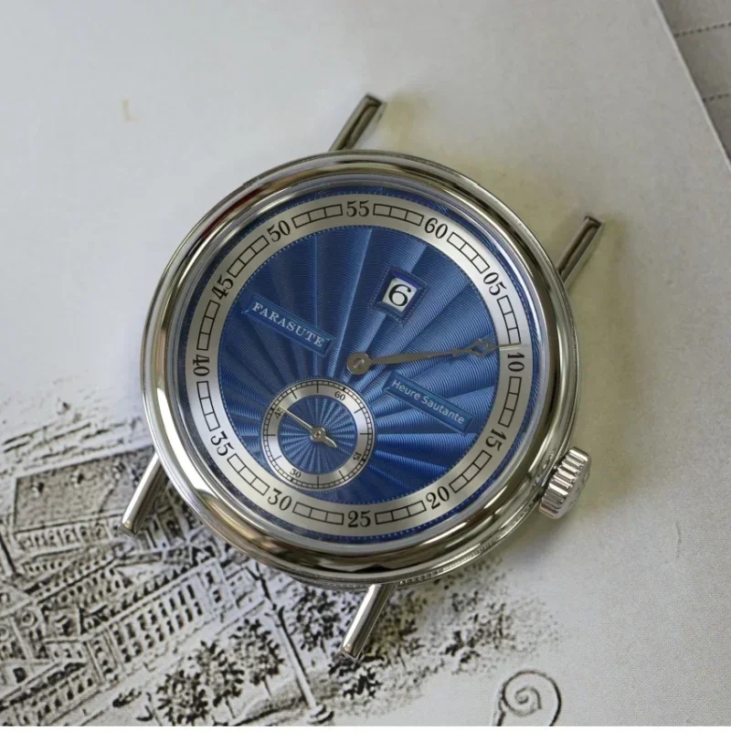 FARASUTE 38mm Watch Men Guilloche Dial Jump Hour Luxury Automatic Mechanical Wristwatch Sapphire Crystal Small Second Dial