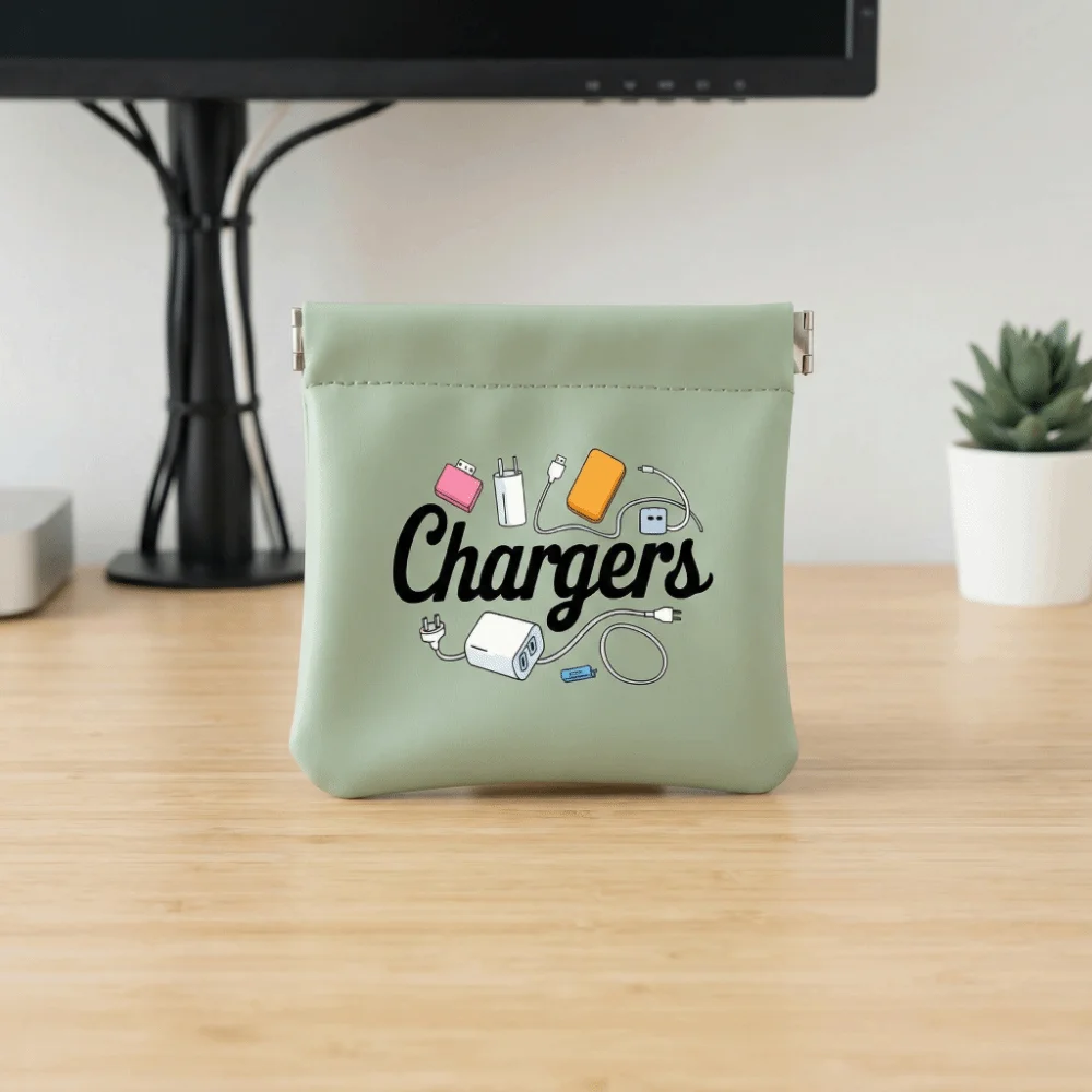 Dust-proof Charger Storage Bag Self-closing Spring Multi-functional Cable Storage Bag Durable Makeup Lipstick Bag Office