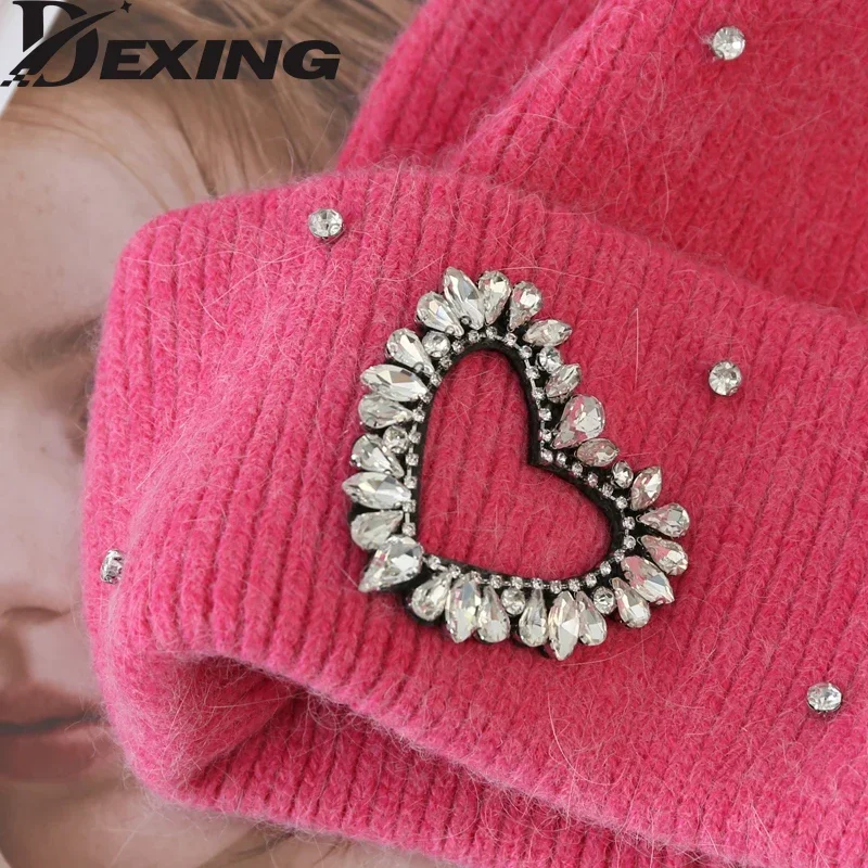 Soft Rabbit Fur Beanies Winter Hat for Woman Luxury Fluffy Knited Hat Bonnet Lady Autumn Winter Warm Skullies Cap