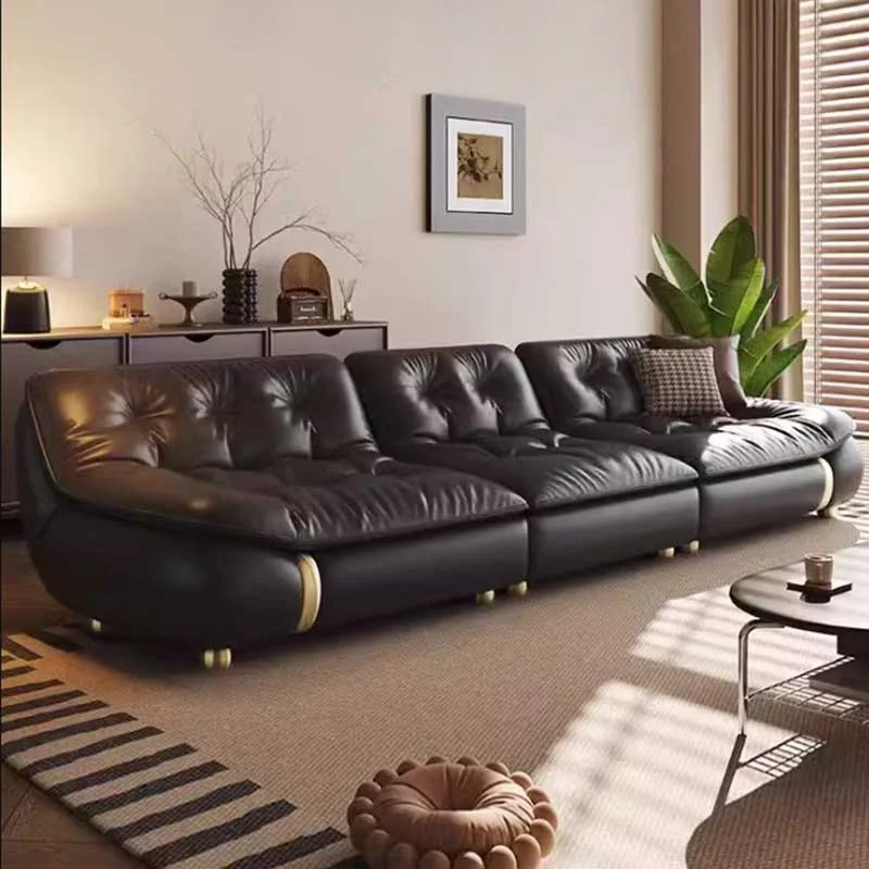 Drewniana sofa do salonu nowoczesne luksusowe sofy segmentowe w kształcie litery L salon skórzane Muebles Para El Hogar meble domowe