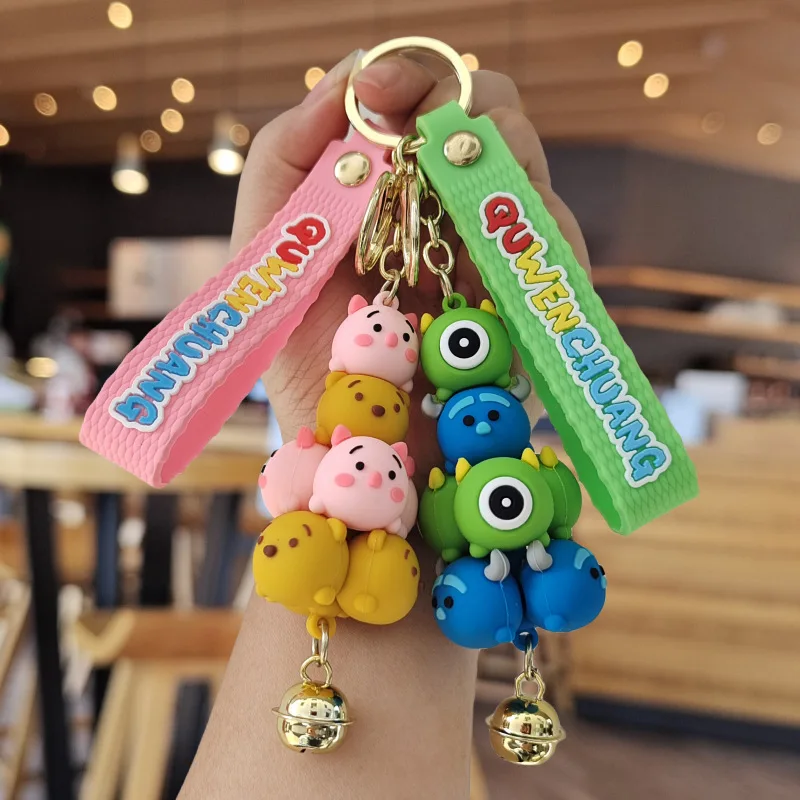 Anime Disney Theme Jenga Stitch Donald Duck keychain accessaries Cartoon funny Bag Pendant Gift Bag charm Keyring Friends Gifts