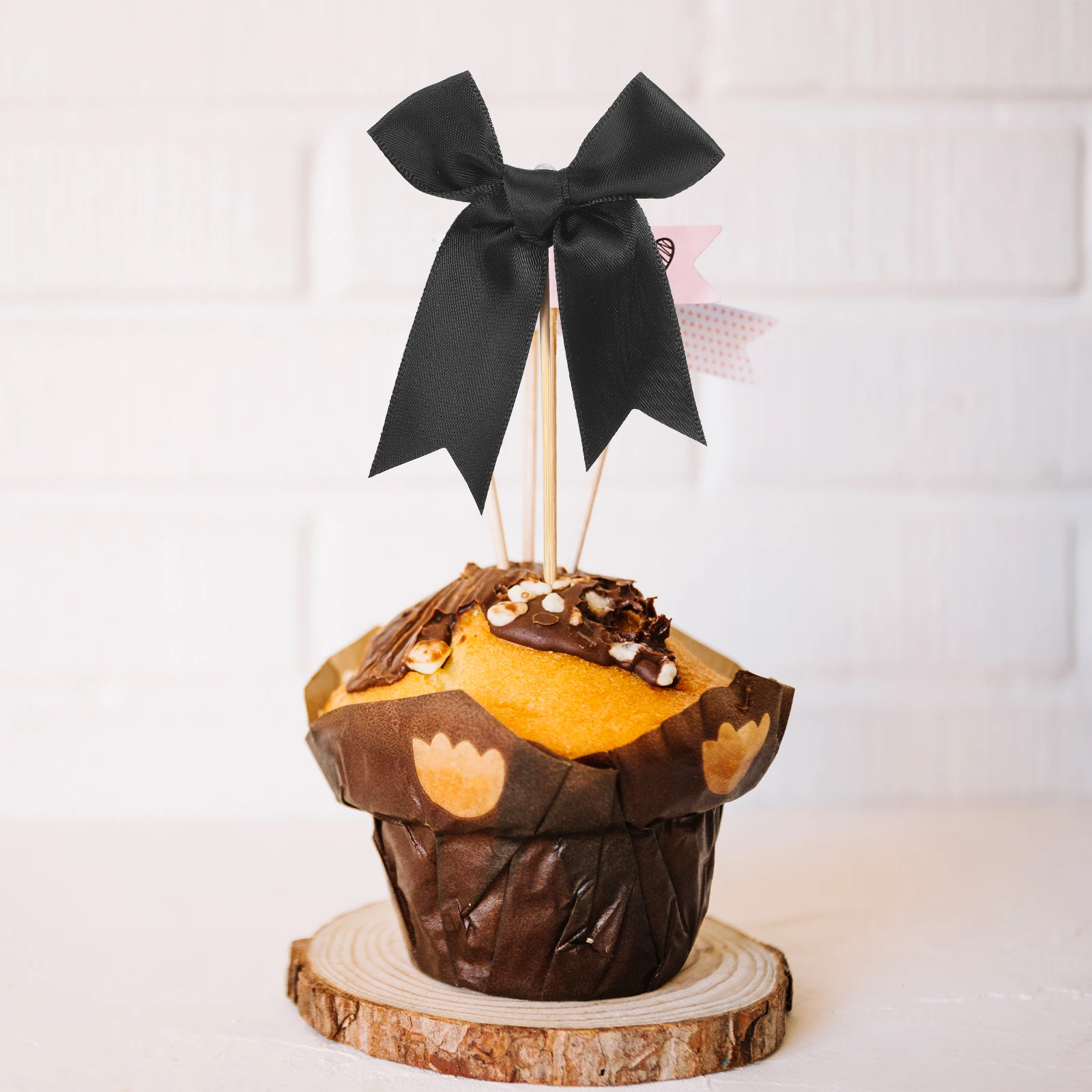 

20 Pcs Ribbon Butterfly Cake Card Insert Bow Party Topper Inserts Decoration Tie Bowknot Birthday Black Cupcake Picks