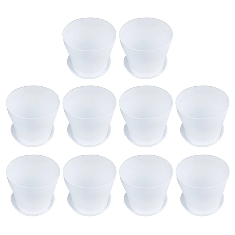 

LJL-10X Plastic Plant Flower Pot Planter With Saucer Tray Round Gloss Home Garden Decor, White Upper Caliber -, 14Cm