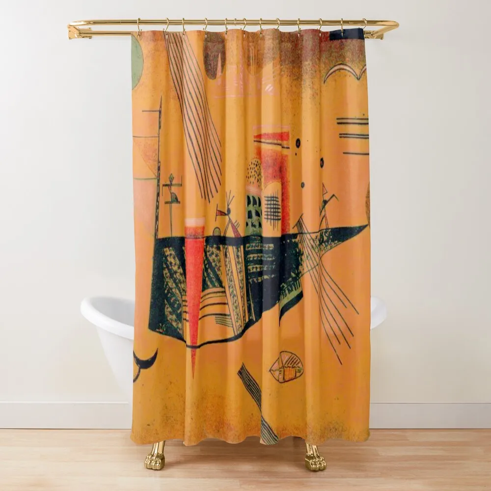 

Capricious Kandinsky's Nautical Vessel Orange Shower Curtain Bathroom Deco Bathtub Cover Curtain