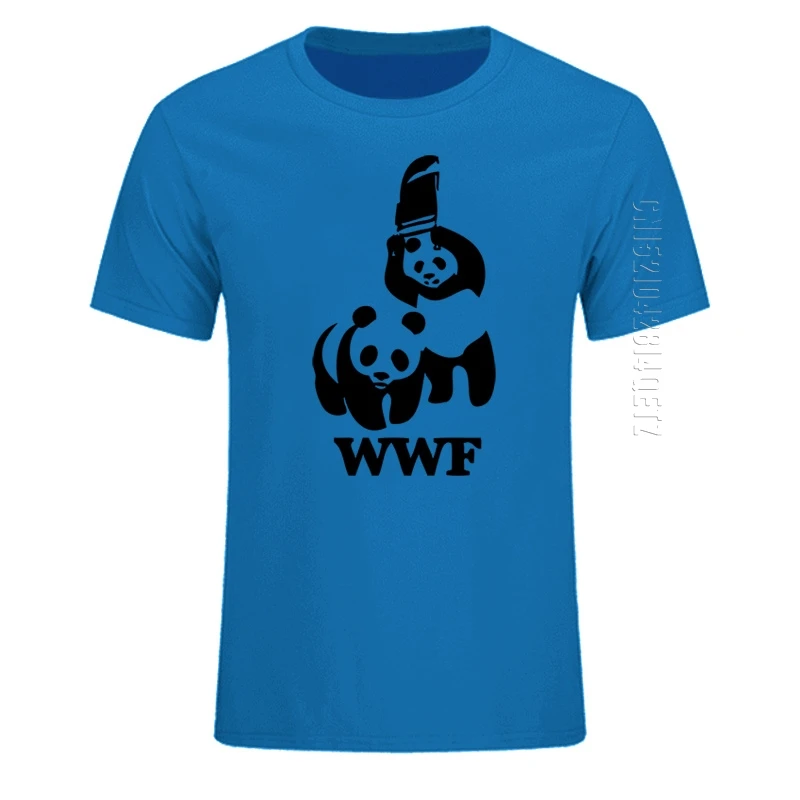 WEWANLD WWF Wrestling Panda Comedy Camiseta O Neck T Shirt Men 100% Cotton Fashion Funny T-Shirt Oversized Cool Tees