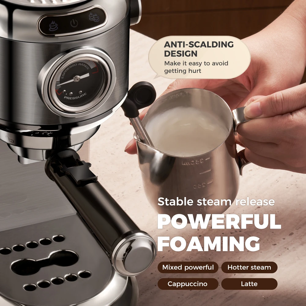 CafeLffe Coffee Maker Cafetera 20 Bar Inox Semi Automatic Super Slim ESE POD& Powder Espresso Cappuccino Machine Hot Water H11 view 5